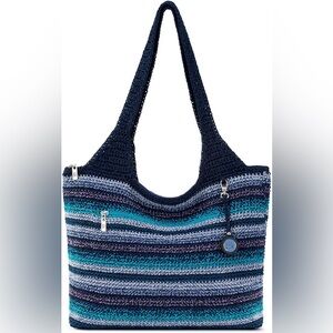 The Sak Blue and Teal Striped Shoulder Bag